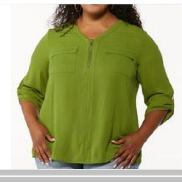 Plus Spearmint Green Easy Dressing Summer Popover Top Blouse - Picture 1 of 4